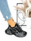Pantofi Sport Dama cu Platforma 5WL83 BLACK-SILVER | MEI