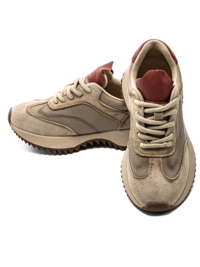 Pantofi Sport Dama din piele naturala 1566825 CREAM-RED | ADVANCER