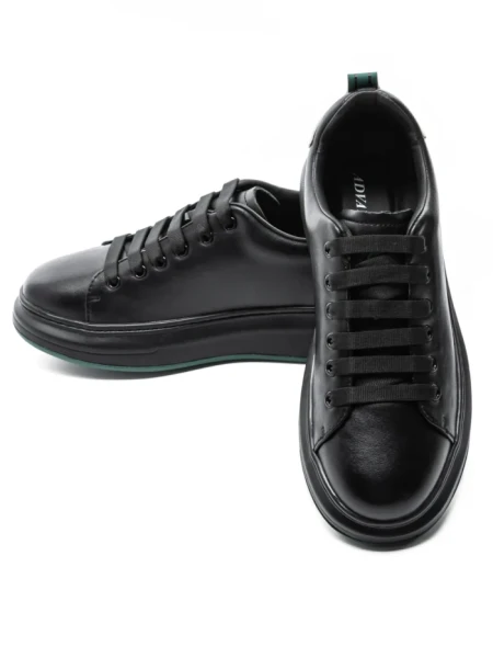 Pantofi Sport Barbati din piele naturala 51191 BLACK-GREEN | ADVANCER