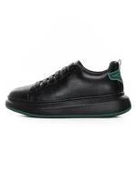 Pantofi Sport Barbati din piele naturala 51191 BLACK-GREEN | ADVANCER
