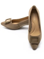 Pantofi cu toc din piele naturala 2216-50 KHAKI | ADVANCER