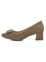 Pantofi cu toc din piele naturala 2216-50 KHAKI | ADVANCER