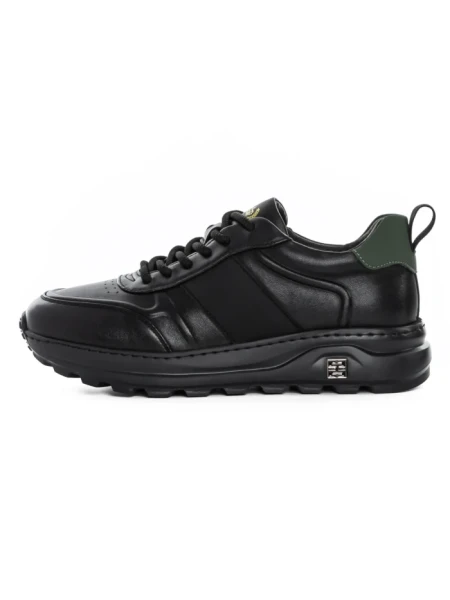 Pantofi Sport Barbati din piele naturala 302 BLACK-GREEN | ADVANCER