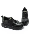 Pantofi Sport Barbati din piele naturala 302 BLACK-GREEN | ADVANCER