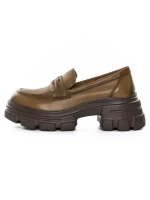 Pantofi Casual Dama din piele naturala KM1605 KHAKI | FORMAZIONE