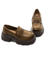 Pantofi Casual Dama din piele naturala KM1605 KHAKI | FORMAZIONE