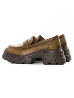 Pantofi Casual Dama din piele naturala KM1605 KHAKI | FORMAZIONE