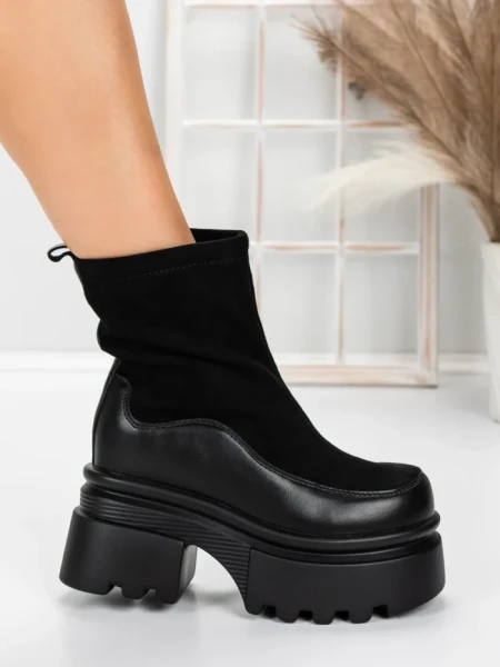 Ghete Dama cu Platforma 5W61 BLACK | MEI