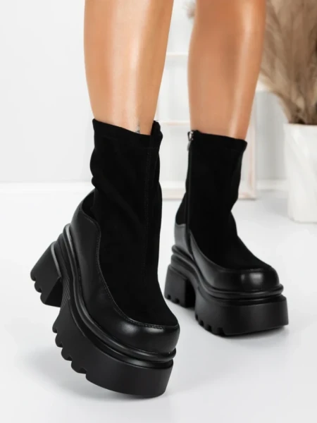 Ghete Dama cu Platforma 5W61 BLACK | MEI