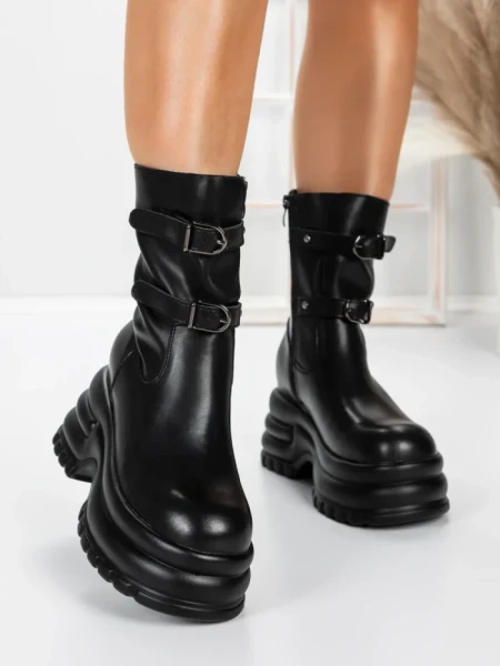 Ghete Dama din piele naturala 5W62 BLACK | PANTOFUL