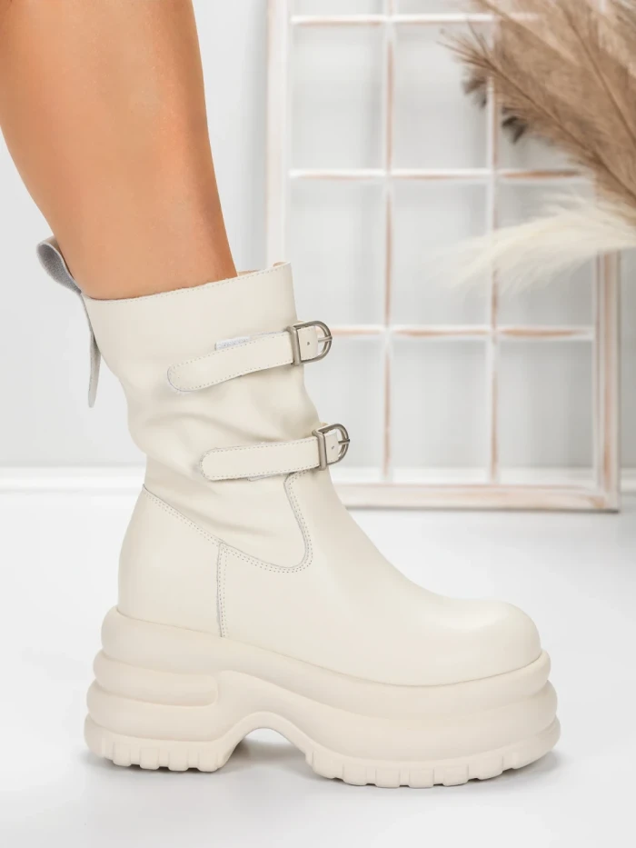 Ghete Dama din piele naturala 5W62 BEIGE | PANTOFUL