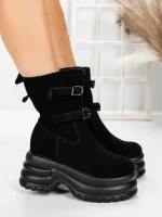 Ghete Dama din piele naturala 5W62 BLACK | PANTOFUL