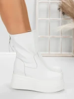 Ghete Dama din piele naturala 5W76 WHITE | PANTOFUL