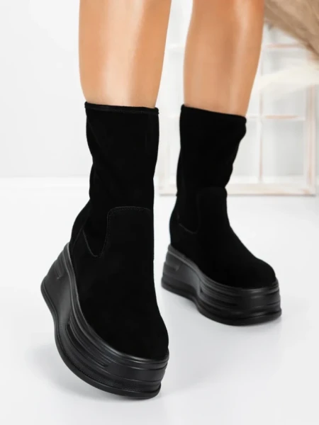 Ghete Dama din piele naturala 5W76 BLACK | PANTOFUL