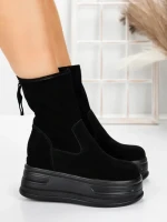 Ghete Dama din piele naturala 5W76 BLACK | PANTOFUL