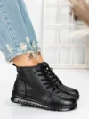 Ghete Dama din piele naturala 5W50 BLACK | PANTOFUL