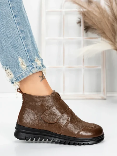 Ghete Dama din piele naturala 5W51 DARK BROWN | PANTOFUL