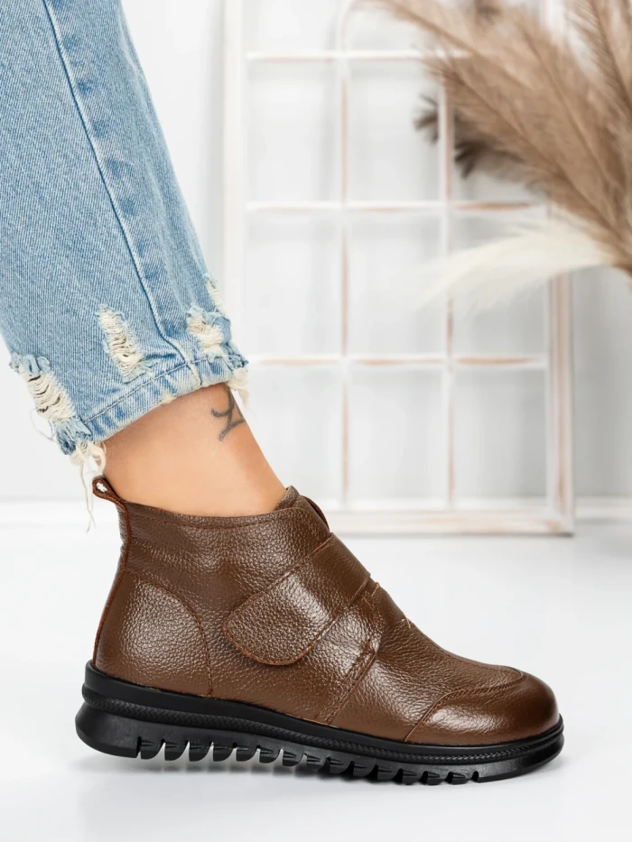 Ghete Dama din piele naturala 5W51 DARK BROWN | PANTOFUL