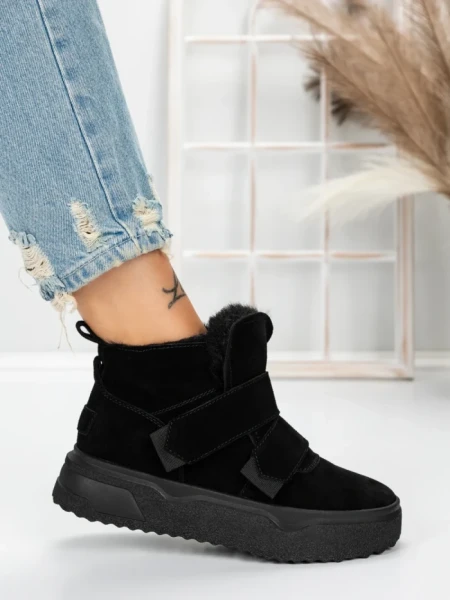 Ghete Dama din piele naturala 5SZ6 BLACK | PANTOFUL