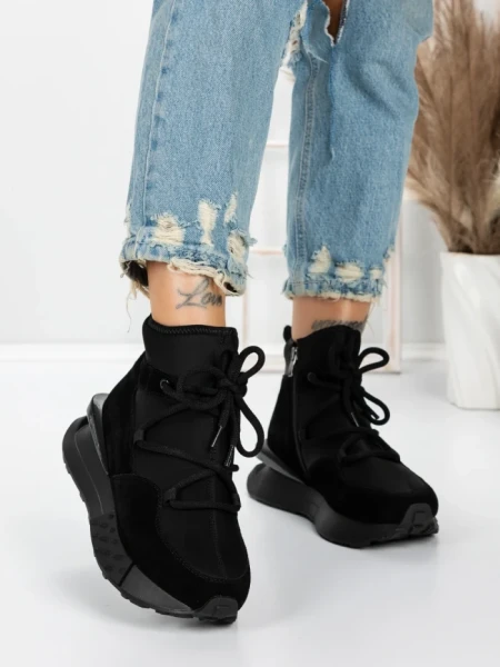 Ghete Dama din piele naturala 5SZ8 BLACK | PANTOFUL