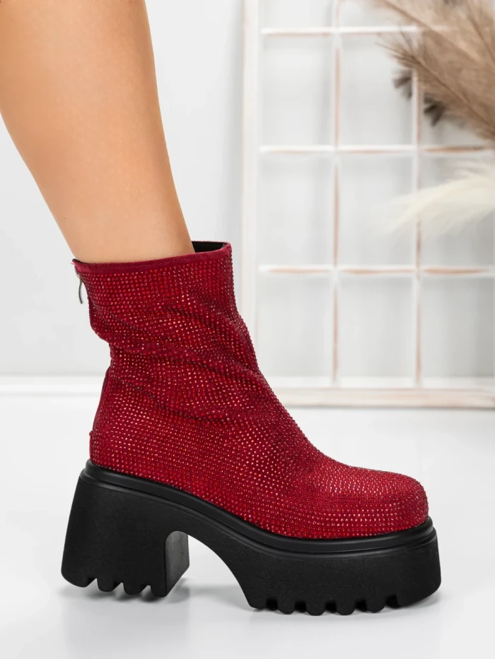 Ghete Dama cu Platforma 5WL77 WINERED | MEI