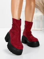 Ghete Dama cu Platforma 5WL77 WINERED | MEI