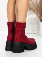 Ghete Dama cu Platforma 5WL77 WINERED | MEI
