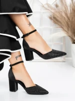 Pantofi cu Toc Gros 5XKK37 BLACK | MEI