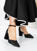 Pantofi cu Toc Gros 5XKK37 BLACK | MEI