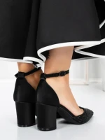 Pantofi cu Toc Gros 5XKK37 BLACK | MEI