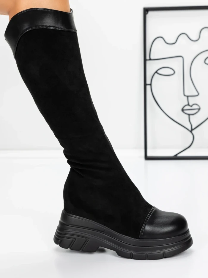 Cizme Dama cu Platforma 58WL13 BLACK | MEI