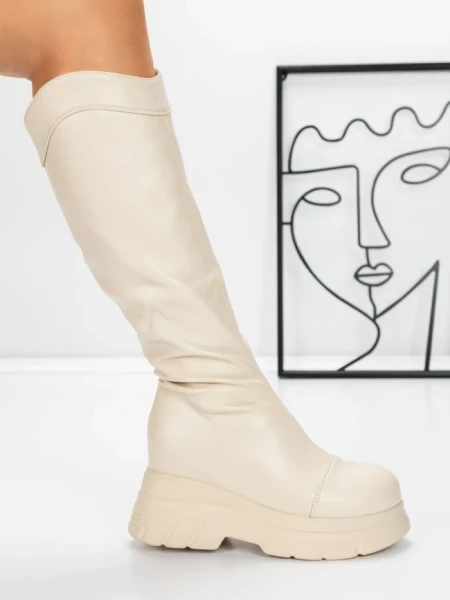 Cizme Dama cu Platforma 58WL13 BEIGE | MEI