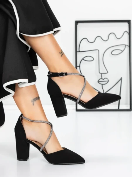 Pantofi cu Toc Gros 2YXD63 BLACK | MEI