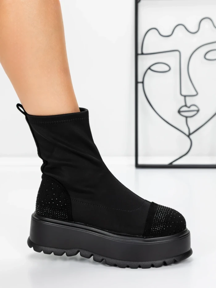 Ghete Dama cu Platforma 3AL78 BLACK | MEI