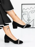 Pantofi cu Toc mic 3XKK99 Negru » meishop.life