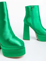 Botine dama verzi din material textil Zosime