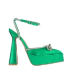 Pantofi dama verzi din material textil Valary