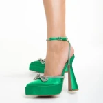 Pantofi dama verzi din material textil Valary