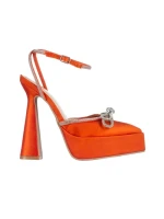 Pantofi dama portocalii din material textil Valary
