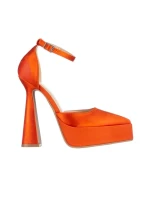 Pantofi dama portocalii din material textil Medeia