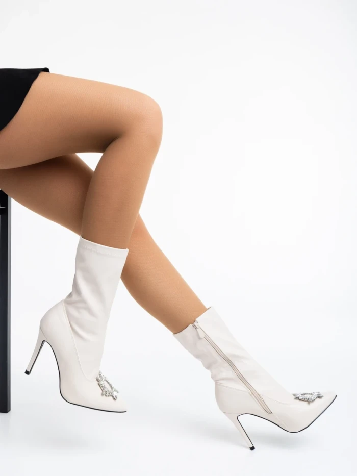 Botine dama bej din piele ecologica Corissa