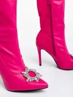 Botine dama fucsia din piele ecologica Corissa