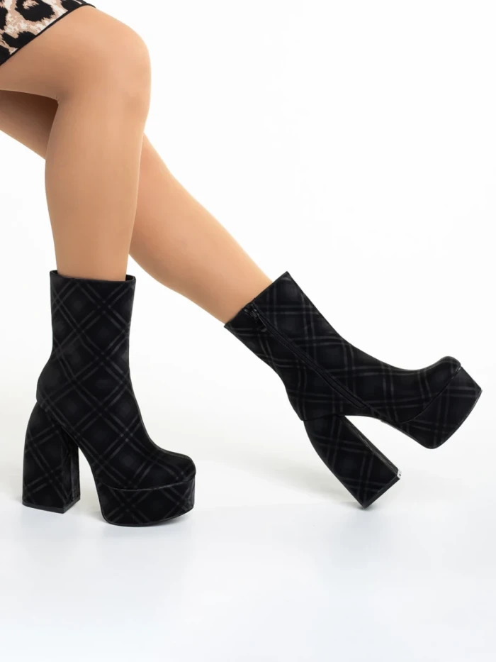 Botine dama negre din material textil Bluma