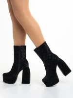 Botine dama negre din material textil Bluma