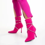 Botine dama fucsia din material textil Daila