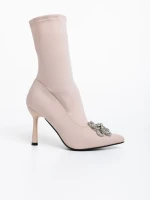 Botine dama bej din material textil Taniel