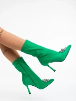 Botine dama verde din material textil Taniel