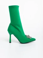Botine dama verde din material textil Taniel