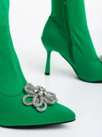 Botine dama verde din material textil Taniel