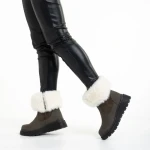 Cizme dama verzi din piele ecologica si material textil Aubrielle